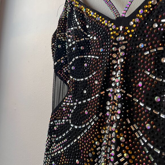 BUTTERFLY BEDAZZLE SPARKLY MINI DRESS WITH MESH SIDE CUTOUTS & ADJUSTABLE STRAPS - Picture 5 of 8